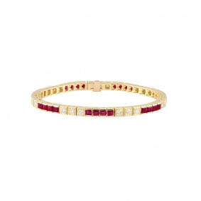 Yellow Gold Diamond and Ruby Bracelet
